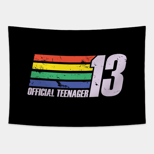 Vintage Rainbow 13th Birthday Gift - Official Teenager, 13 Years Old, For Boys & Girls Tapestry by Art Like Wow Designs