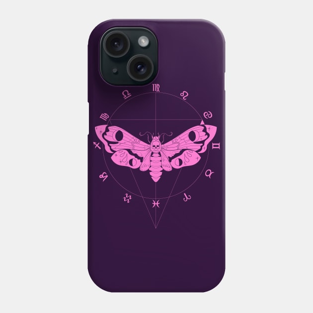 Deaths Head Moth - Pink Phone Case by Twisted Squid