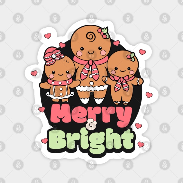 Retro Merry & Bright Gingerbread Man Magnet by HolidayBug