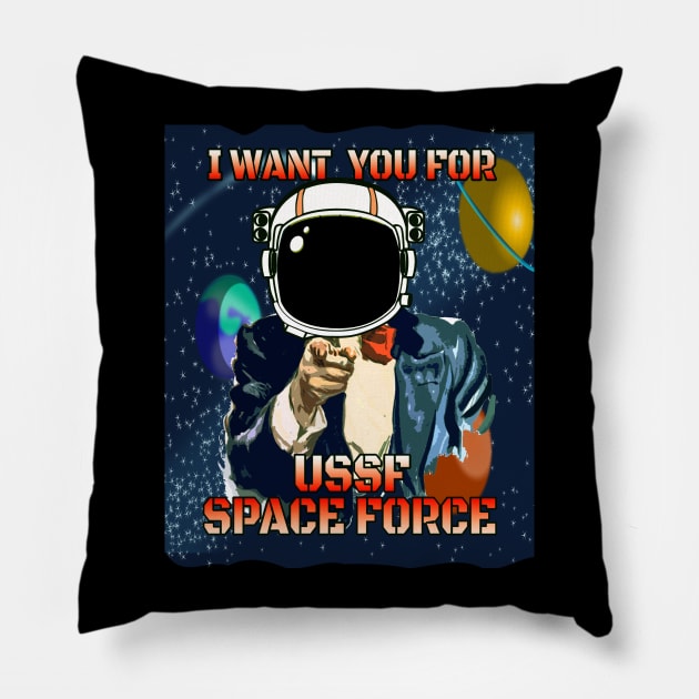 Funny Space Force Recruitment T-shirt Pillow by kmpfanworks