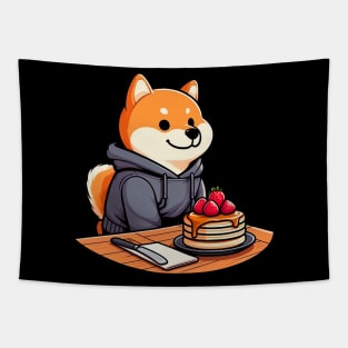 Shiba Inu Strawberry Pancakes Tapestry