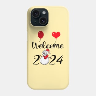 Welcome 2024, Happy New Year 2024, Funny Snowman Design Phone Case