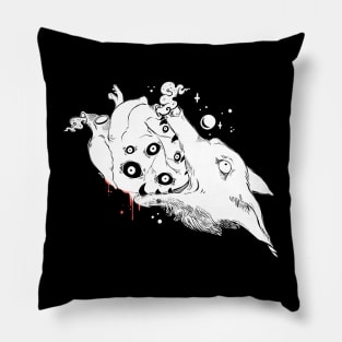 Wolf And Anatomical Heart Drawing Pillow