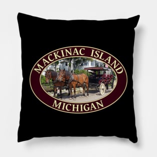 Horse and Carriage on Mackinac Island, Michigan Pillow