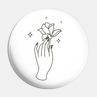 hand and flowers Pin