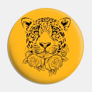 Majestic leopard with Flowers Pin