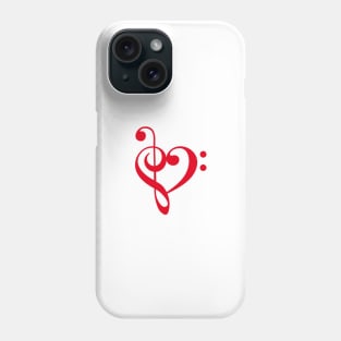 I love music, red heart with music notes Phone Case