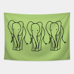 Three Elephants Outline Tapestry