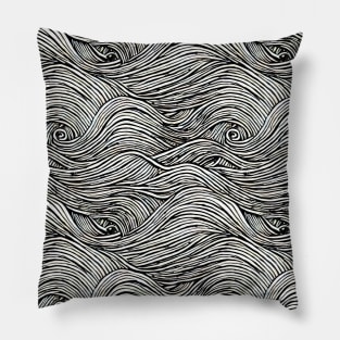 Scribbly waves Pillow