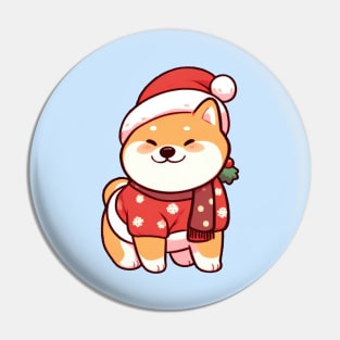 Happy Christmas Shiba Puppy Pin
