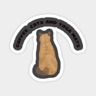 Coffee cats and yoga mats funny yoga and cat drawing Magnet