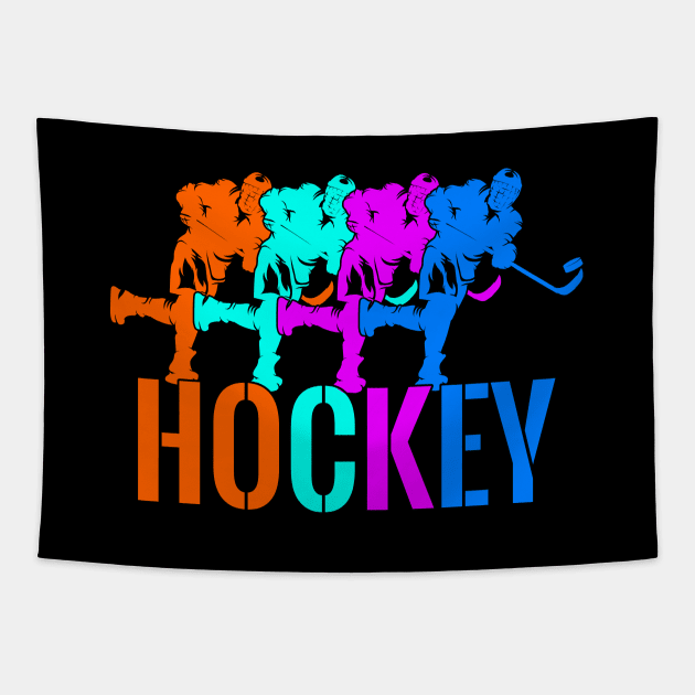 Ice Hockey - Ice Hockey Colorful Tapestry by Kudostees