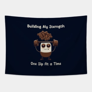 Strength building with coffee Tapestry