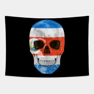 Costa Rica Flag Skull - Gift for Costa Rican With Roots From Costa Rica Tapestry