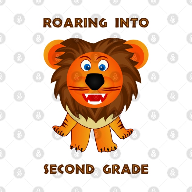 Roaring Into Second Grade (Cartoon Lion) by TimespunThreads