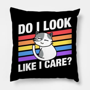 Do I Look Like I Care Cute Funny Cat Quotes Pillow