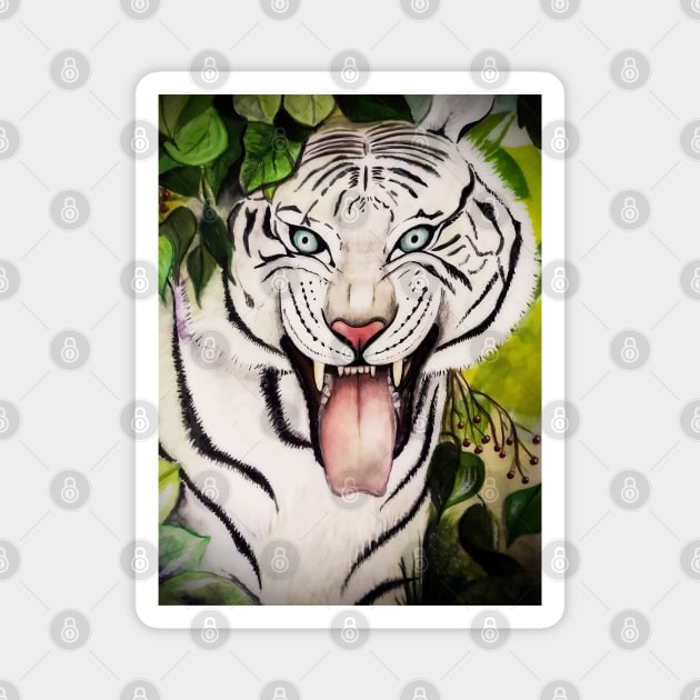 White Tiger Hand Drawn Art Magnet by Mako Design 