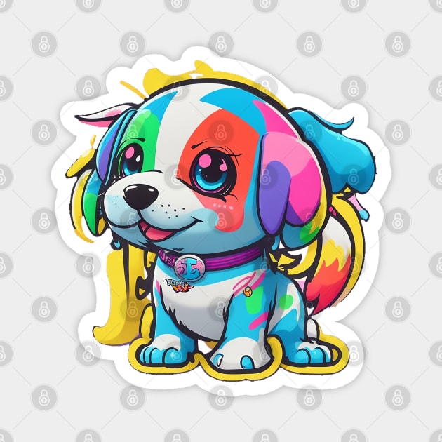 Cute Colorful puppy Magnet by Yussy Art