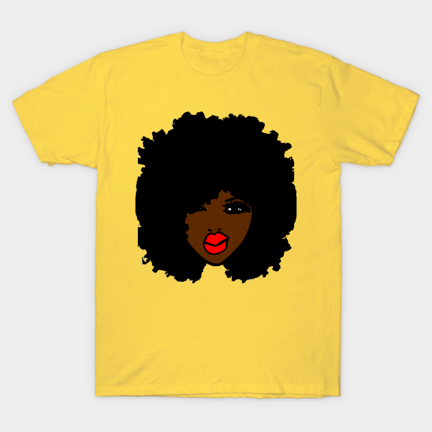 Discover Afro Black BrownSkin Red Lips Natural Hair - Afro - T-Shirt