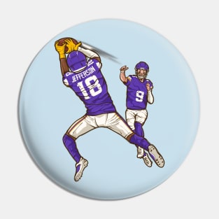 Justin Jefferson and JJ McCarthy Cartoon Pin