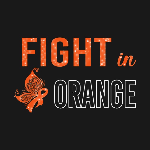 Butterfly Fight In Orange Hunger Awareness Orange Ribbon Warrior Support Survivor by celsaclaudio506