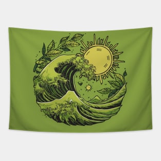 GREEN WAVE Tapestry