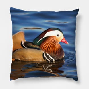 Beautiful Mandarin Duck at the Pond Pillow