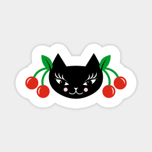 Rockabilly Cat Black Magnet