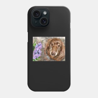 Long Hair Dachshund with a Purple Hyacinth Phone Case