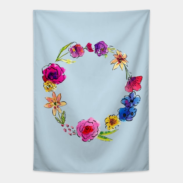 Floral Wreath Tapestry by SWON Design