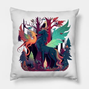 Unicorn Phoenix - Magic Fantasy Creatures Pillow