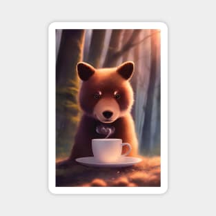 Bear with a mug cup of morning coffee Magnet