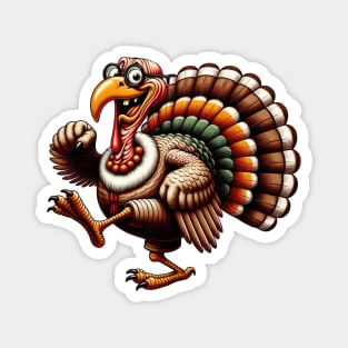 Funny Old Turkey Cartoon Thanksgiving Retro Aesthetic Magnet