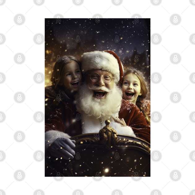 Santa Claus with two girls posing for picture - Christmas Design by Maverick Media