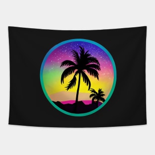 Synthwave retro colorfull  sunset palms sticker Tapestry