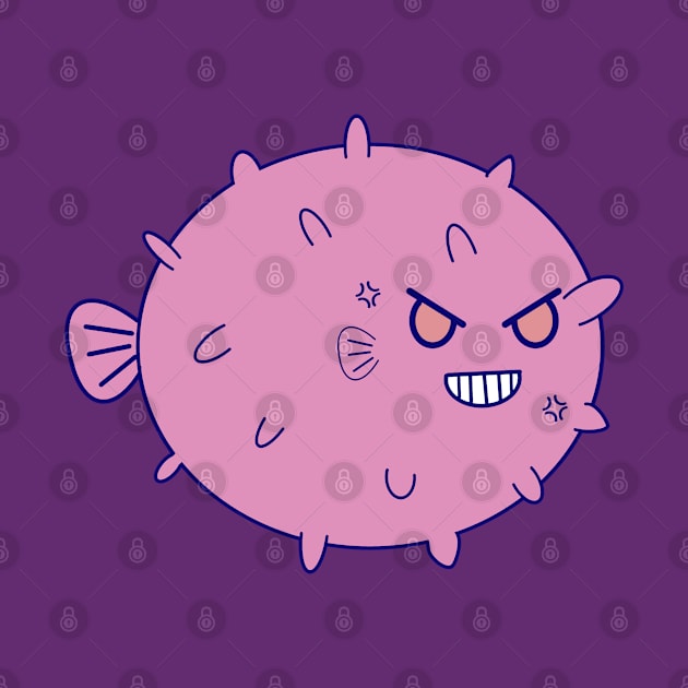 Kawaii Cute Menacing Pufferfish, Pufferfish Lover by vystudio