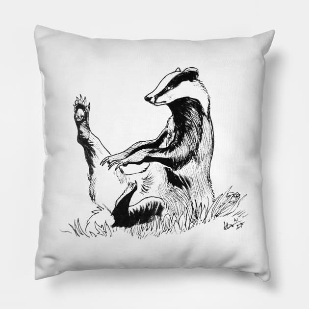 Badger showing leg Pillow by Interfector