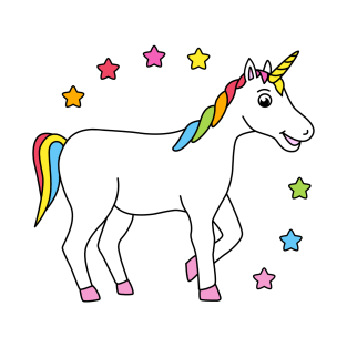 Cute Rainbow Unicorn with stars T-Shirt