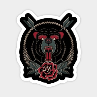 Roaring bear traditional tattoo style Magnet