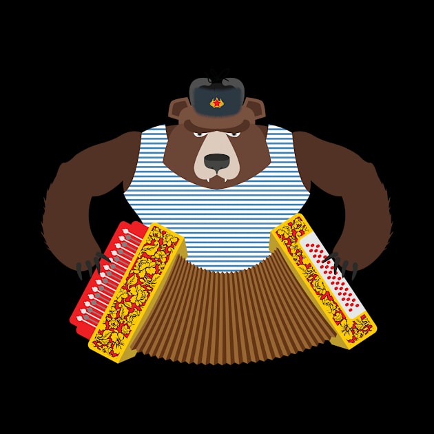 Russian Brown Bear with Accordion by XOZ