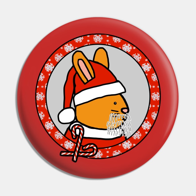 Christmas Portrait of Santa Bunny Pin by ellenhenryart