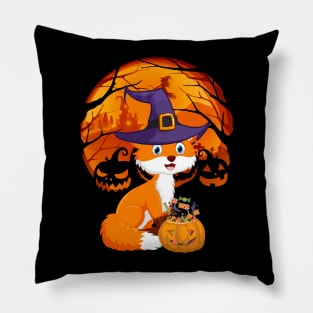 Fox pumpkin witch Pillow