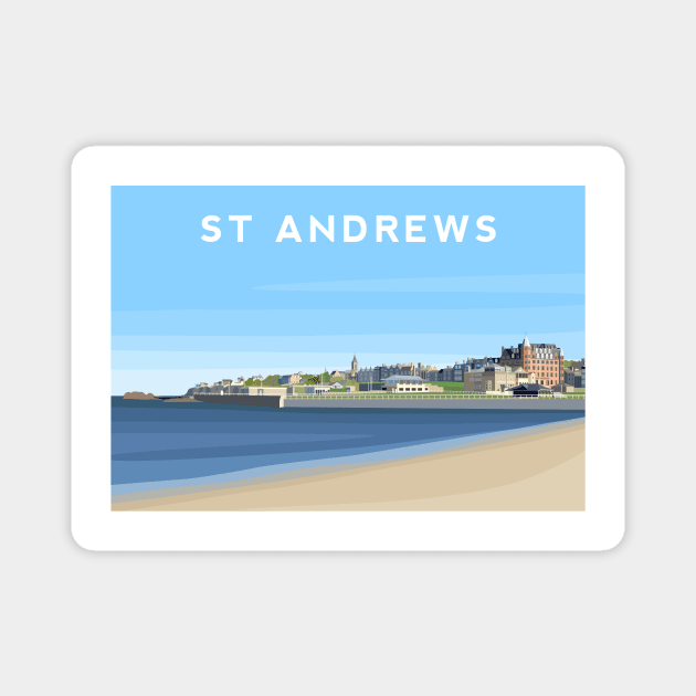 St Andrews Coast, Fife - Scotland Magnet by typelab