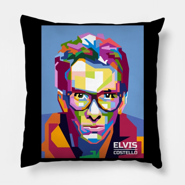 Abstract Geometric Elvis Popart Costello in WPAP Pillow by smd90