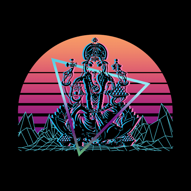 Ganesha Hindu God Ancient Hindu Mythology Vaporwave Gift by Alex21