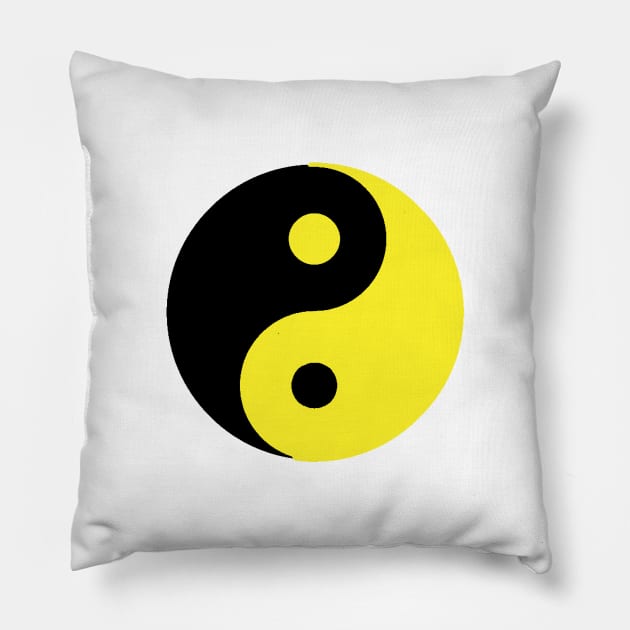 Yin Yang in yellow and black Pillow by NovaOven