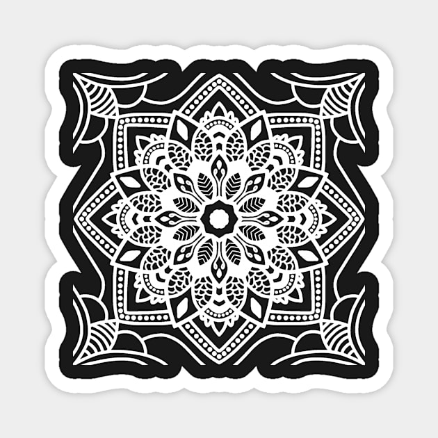 Decorative Mandala White Magnet by Lemonflowerlove