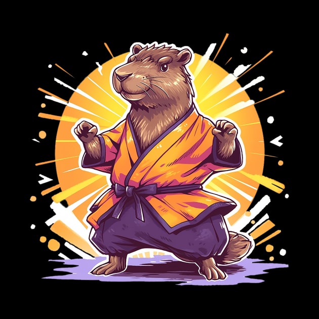 karate capybara by piratesnow