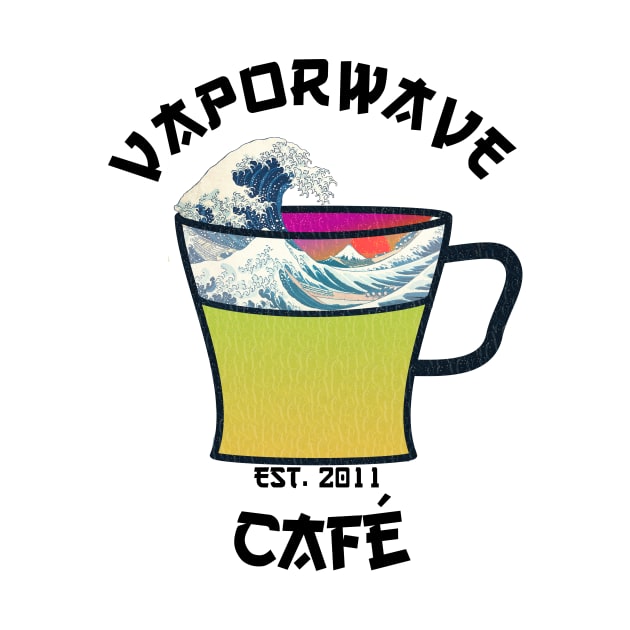 Vaporwave Aesthetic Great Wave Off Kanagawa Cafe Coffee Tea by mycko_design