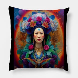 Flowers Queen Goddess Surreal Butterfly Pillow